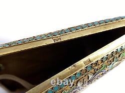 Russie Impériale Faberge Argent 84 E. Kolin Cloisonne Enamel Gild Cigarette Box