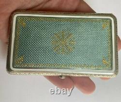 Russie Impériale Faberge Argent 84 Guilloche Turquoise Enamel Gild Cigarette Box