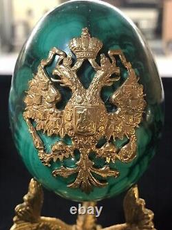 Russie Impériale Faberge Egg Malachite Argent Gilded 88 Julius Rappoport