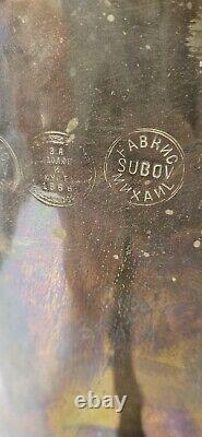 'Samovar impérial russe en laiton avec 7 timbres, urne à thé, antique de 1866, plateau, théière, bol'