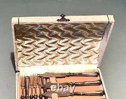 Set Antique Antique Russe Impérial Argent 84 Fourche Knife Fruit Service Box Old
