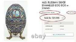 Silver Imperial Rare Russe Et Enamel Large Egg