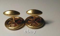 Superbes boutons de manchette vintage en or 18 carats pour hommes, pièce de 5 roubles de Nicolas II de l'Empire russe