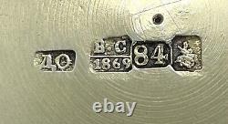 Support à verre à thé en argent impérial russe 84 antique de 1869, pesant 158g, mesurant 5x3.3/8 x 3.1/4.