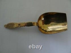 Très Belle Antique Impériale Russe 84 Argent Vermeil Gravé Thé Caddy Spoon