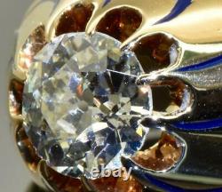 Unique En Son Genre Antique Imperial Russian Faberge 14k Or, Émail & 1ct Bague Diamant