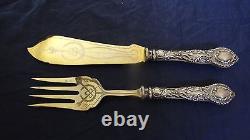 Very Fine Antique Impérial Russe Ornate 84 Silver Serving Spoon Knife Fish Set