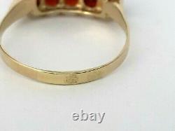 Vintage Rare Imperial Russe 14k Gold 56 Garnet Ring Fa Signé