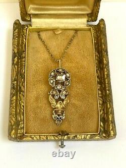 Wow Imperial Russian Faberge 18k 72 Gold & Silver Diamonds Pendentif Auteur