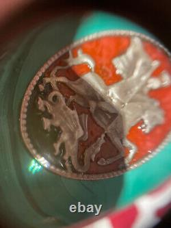 Œuf de dragon de la Saint-Georges en malachite russe impériale antique en argent émaillé 84 de 1886